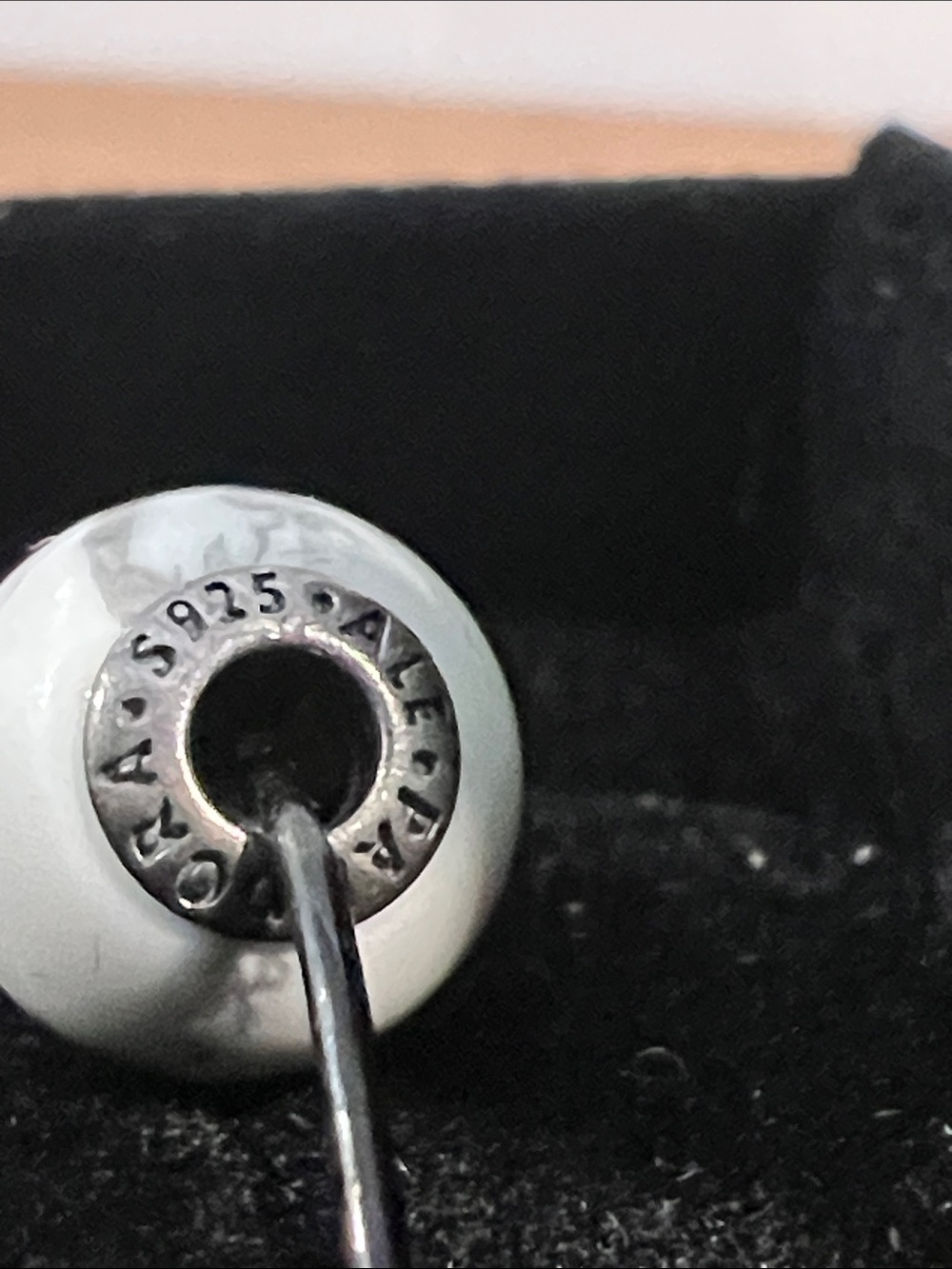 Pandora Authentic Retired White Marble-Effect Charm Bead - Picture 9 of 9